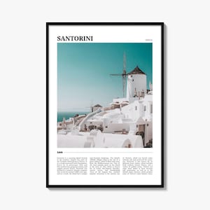 Póster de viaje de Santorini, Arte mural de Santorini, Impresión de póster de Santorini, Foto de Santorini, Decoración de Santorini, Grecia