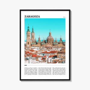 Póster de viaje de Zaragoza n.º 2, arte mural de Zaragoza, impresión de póster de Zaragoza, foto de Zaragoza, decoración de Zaragoza, España