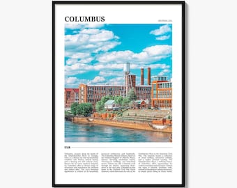 Impresión de póster de Columbus, Georgia, foto del río Chattahoochee, arte mural del histórico distrito de los molinos, decoración de viajes por EE. UU.