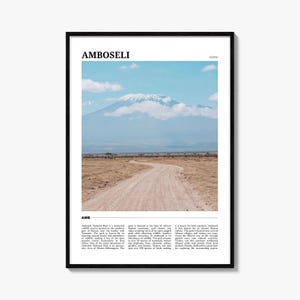 Póster de viaje de Amboseli, arte mural de Amboseli, impresión de póster de Amboseli, foto de Amboseli, decoración de Amboseli, Kenia