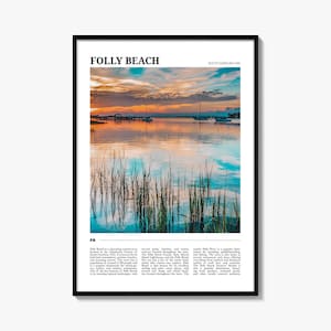 Folly Beach-reisposter, Folly Beach-muurkunst, Folly Beach-posterafdruk, Folly Beach-foto, Folly Beach-decor, South Carolina, VS