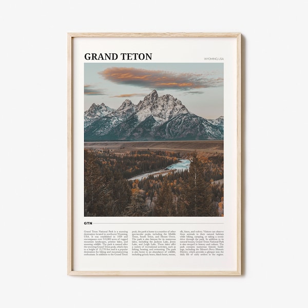 Grand Teton National Park Reiseplakat, Grand Teton National Park Wandkunst, Grand Teton National Poster Druck, Foto, Dekor, Wyoming, USA