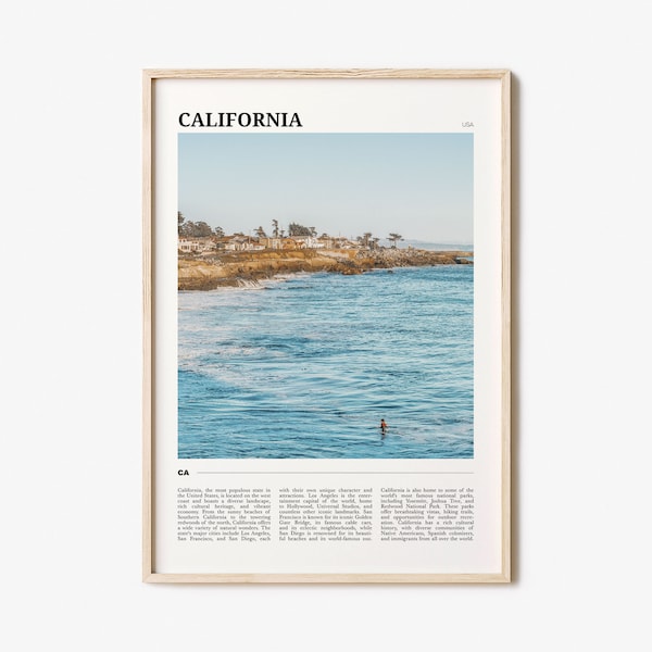 California Travel Poster No 1, California Wall Art, California Poster Print, California Photo, California Decor, USA