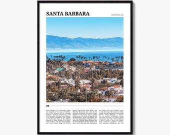 Santa Barbara Poster Print, California Photo, US Wall Art, Santa Ynez Mountains Travel Decor