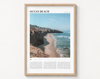 Ocean Beach Travel Poster, Colorful Photo Print, Home Wall Art Decor