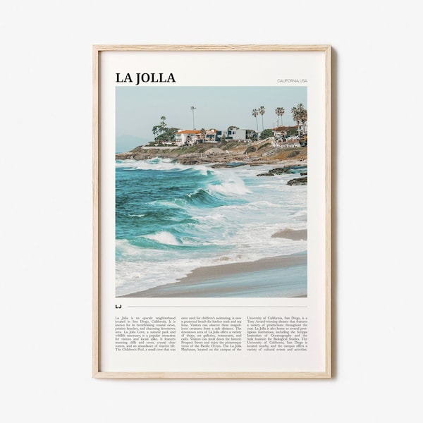 La Jolla Travel Poster No 2, La Jolla Wall Art, La Jolla Poster Print, La Jolla Photo, La Jolla Decor, California, USA