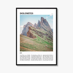 Dolomieten reisposter, Dolomieten kunst aan de muur, Dolomieten poster print, Dolomieten foto, decor Dolomieten, Italië