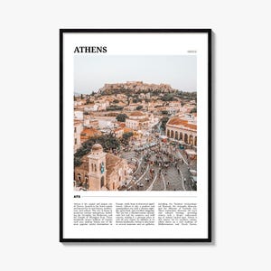 Póster de viaje de Atenas, Grecia, arte mural de Atenas, impresión de póster de Atenas, fotografía de Atenas, decoración de Atenas, Grecia