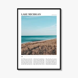 Lake Michigialien Reise Poster, Lake Michigian Wandkunst, Lake Michigan Poster Druck, Lake Lake Foto, Lake garigan Dekor, USA