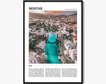 Mostar Poster Print, Herzegovina-Neretva Canton Photo, Bosnia and Herzegovina Wall Art, UNESCO Travel Decor