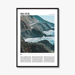 Big Sur Reiseplakat Nr. 2, Big Sur Wandkunst, Big Sur Poster Druck, Big Sur Foto, Big Sur Dekor, Kalifornien, USA
