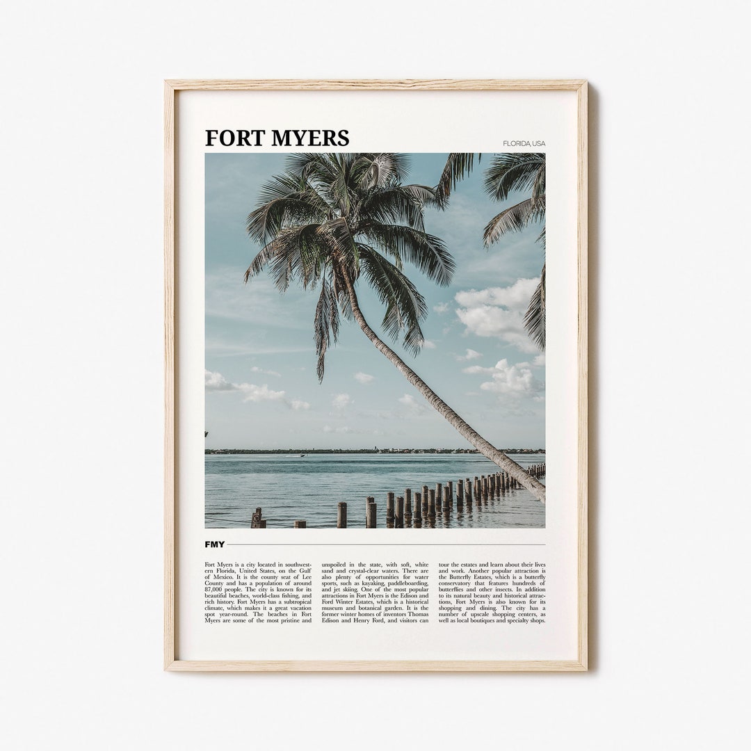 Fort Myers Travel Poster Fort Myers Wall Art Fort Myers Etsy