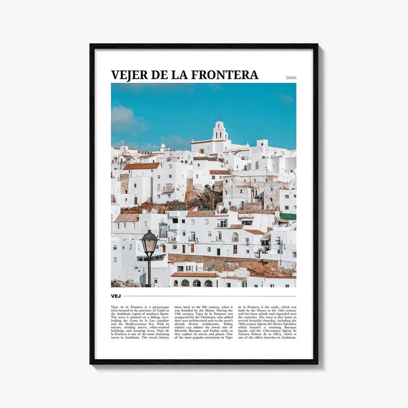 Cartel de viaje de Vejer de la Frontera, Arte mural de Vejer de la Frontera, Impresión de cartel de Vejer de la Frontera, Foto de Vejer de la Frontera, España imagen 1