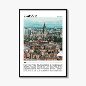 Glasgow Travel Poster, Colorful Photo Print, Home Wall Art Decor image 1