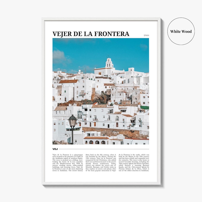 Cartel de viaje de Vejer de la Frontera, Arte mural de Vejer de la Frontera, Impresión de cartel de Vejer de la Frontera, Foto de Vejer de la Frontera, España imagen 8