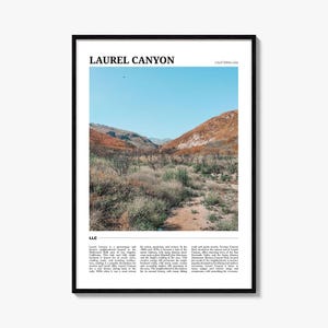 Póster de viaje de Laurel Canyon, arte mural de Laurel Canyon, impresión de póster de Laurel Canyon, foto de Laurel Canyon, decoración de Laurel Canyon, California, EE. UU.