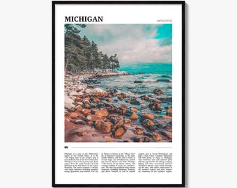 Michigan Travel Poster No 1, Michigan Wall Art, Michigan Poster Print, Michigan Photo, Michigan Decor, USA