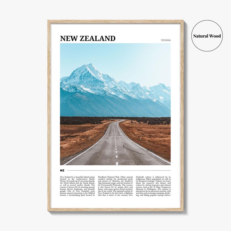 New Zealand Poster Print, South Island Photo, Alps Wall Art, Mount Cook Travel Decor image 7