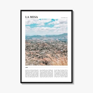 La Mesa California Travel Poster: USA Wall Art Print