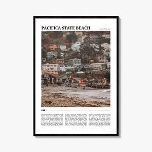 Póster de viaje de la Playa Estatal de Pacifica, Arte mural de la Playa Estatal de Pacifica, Impresión de póster de la Playa Estatal de Pacifica, Playa Estatal de Pacifica, Decoración de Pacifica