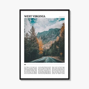 West Virginia Reiseplakat, Wandkunst, West Virginia Poster, West Virginia Foto, West Virginia Decor, USA