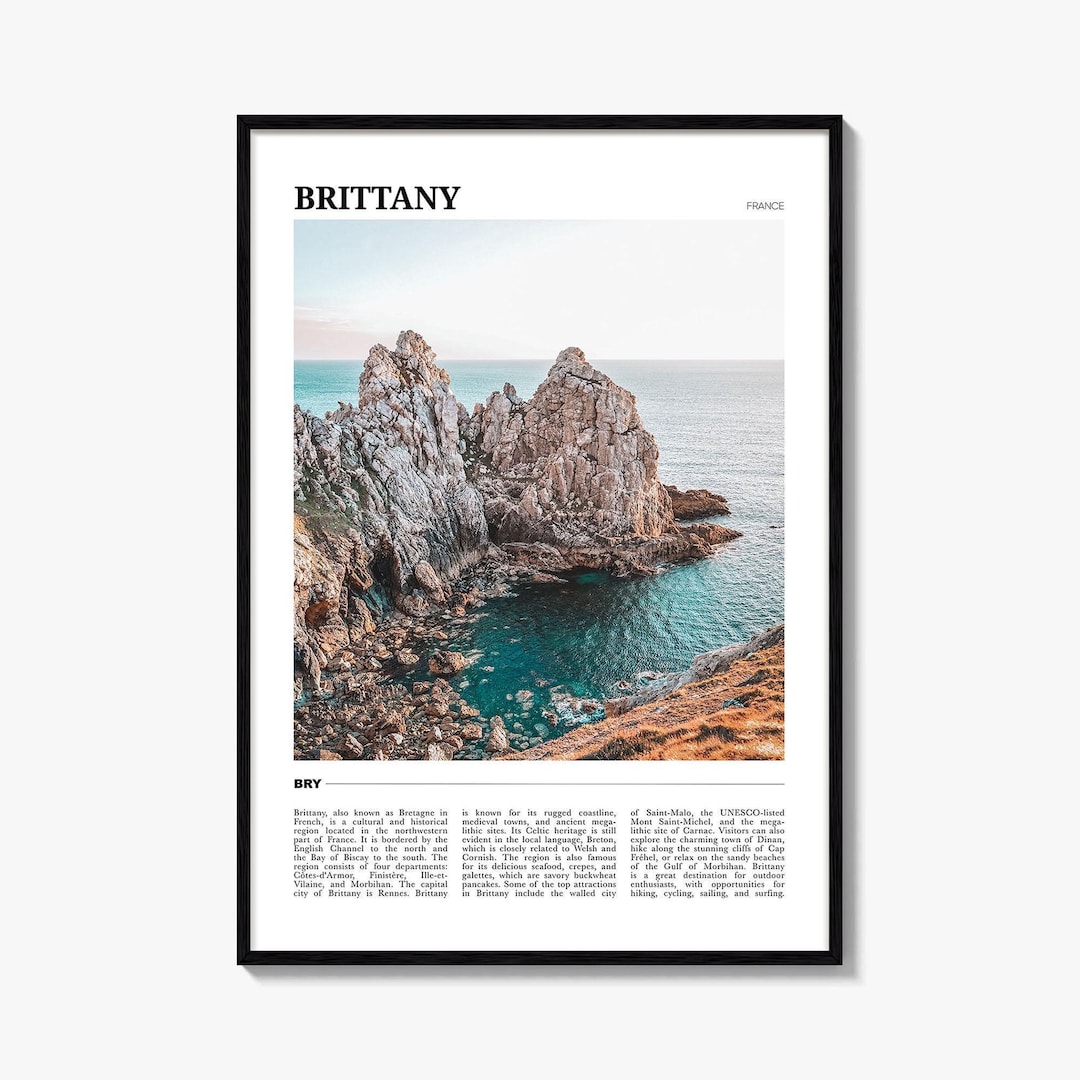 ブルターニュ海岸の写真プリント：フランス旅行ポスター - Etsy 日本