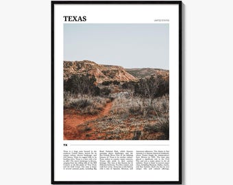 Póster de viaje de Texas n.° 1, arte mural de Texas, impresión de póster de Texas, foto de Texas, decoración de Texas, EE. UU.