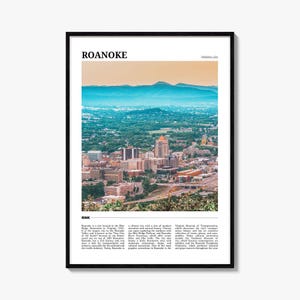 Roanoke Travel Poster, Roanoke Wall Art, Roanoke Poster Print, Roanoke Photo, Roanoke Decor, Virginia, USA