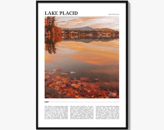 Póster de Lake Placid, foto de Nueva York, arte mural de Adirondacks, decoración de viajes por EE. UU.