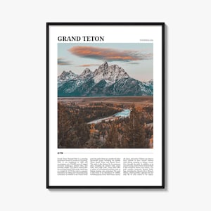 Grand Teton National Park Travel Poster, Grand Teton National Park Wall Art, Grand Teton National Poster Print, Photo, Decor, Wyoming, USA
