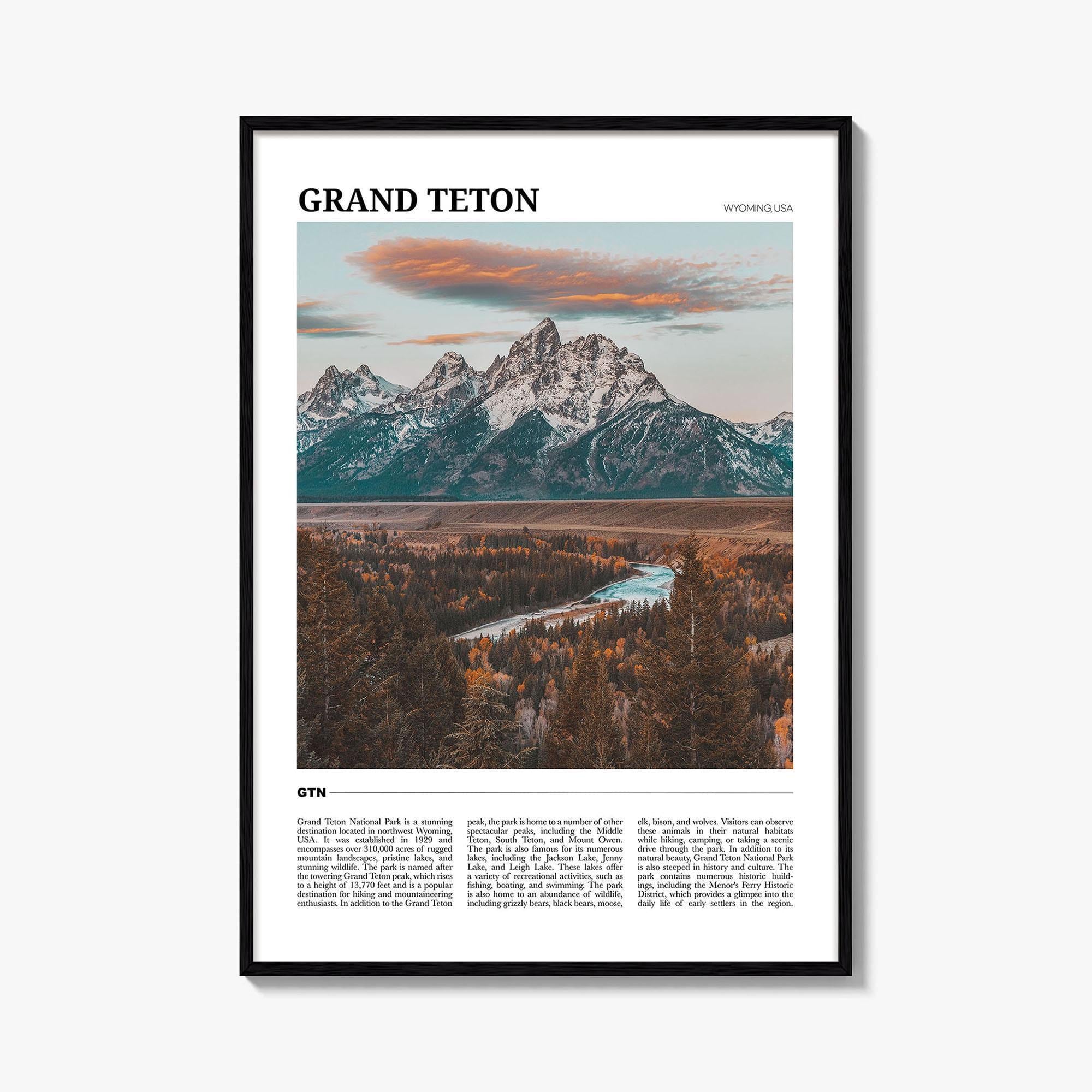 Grand Teton National Park Travel Poster, Grand Teton National Park Wall Art, Grand Teton National Poster Print, Photo, Decor, Wyoming, USA