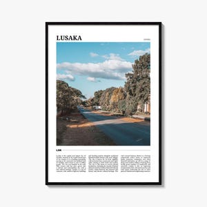 Lusaka Travel Poster, Lusaka Wall Art, Lusaka Poster Print, Lusaka Photo, Lusaka Decor, Zambia