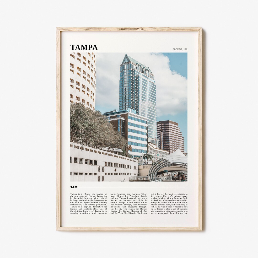 Tampa Travel Poster Tampa Wall Art Tampa Poster Print Tampa Etsy