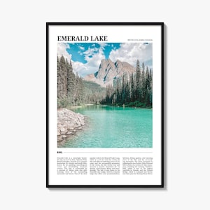 Emerald Lake Travel Poster, Emerald Lake Wall Art, Emerald Lake Poster Print, Emerald Lake Photo, Emerald Decor, British Columbia, Canada