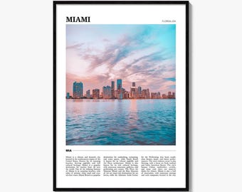 Miami Poster Print, Florida Photo, USA Wall Art, Biscayne Bay Travel Decor