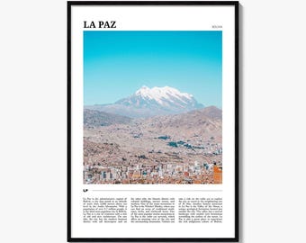 La Paz Poster Print, Bolivia Photo, Andes Wall Art, Illimani Travel Decor