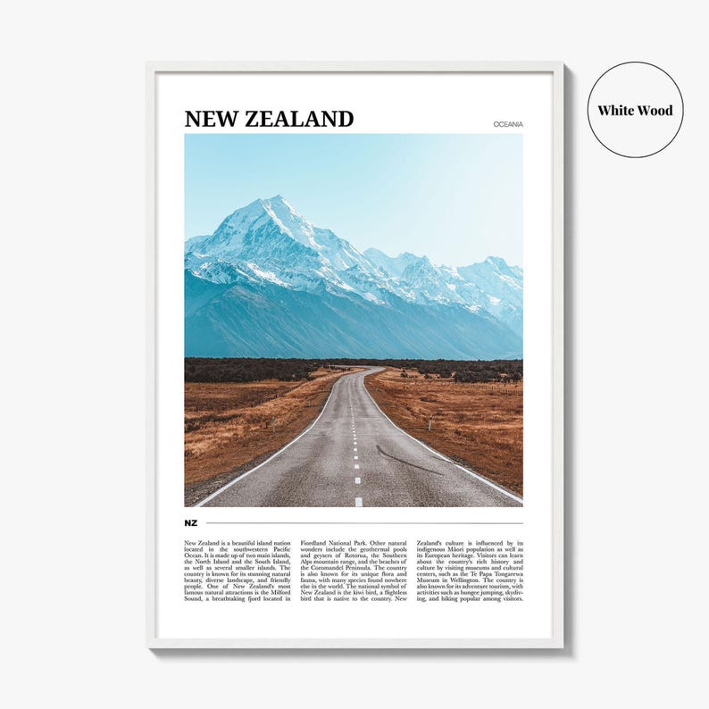New Zealand Poster Print, South Island Photo, Alps Wall Art, Mount Cook Travel Decor image 8