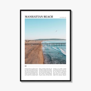 Póster de viaje de Manhattan Beach, arte mural de Manhattan Beach, impresión de póster de Manhattan Beach, foto de Manhattan Beach, decoración, California, EE. UU.