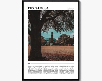 Tuscaloosa Poster Druck, Alabama Kampus Foto, USA Denny Chimes Wandkunst Reisedekor