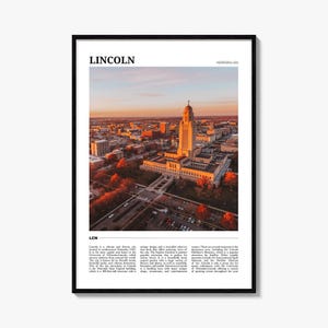 Lincoln Reiseplakat, Lincoln Wandkunst, Lincoln Poster Druck, Lincoln Foto, Lincoln Dekor, Nebraska, USA