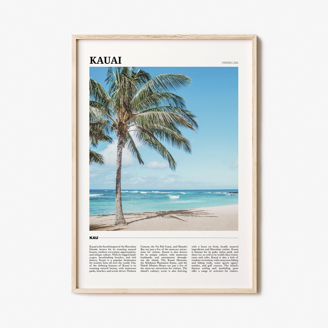 Kauai Travel Poster No 2, Kauai Wall Art, Kauai Poster Print, Kauai