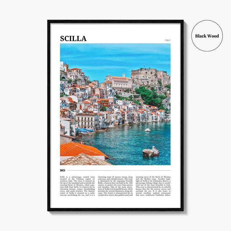Cartel de viaje de Scilla, Arte de pared de Scilla, Impresión de póster de Scilla, Foto de Scilla, Decoración de Scilla, Italia imagen 6
