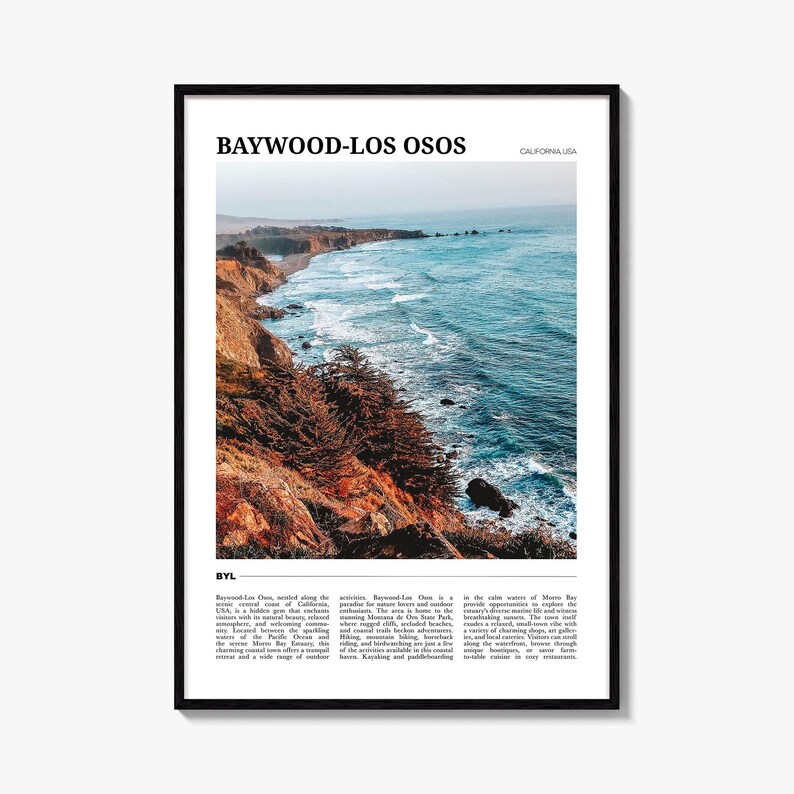Cartel de viaje de Baywood Los Osos, Arte de pared de Baywood-Los Osos, Impresión de póster de Baywood-Los Osos, Foto de Baywood-Los Osos, Decoración de Baywood-Los Osos imagen 1