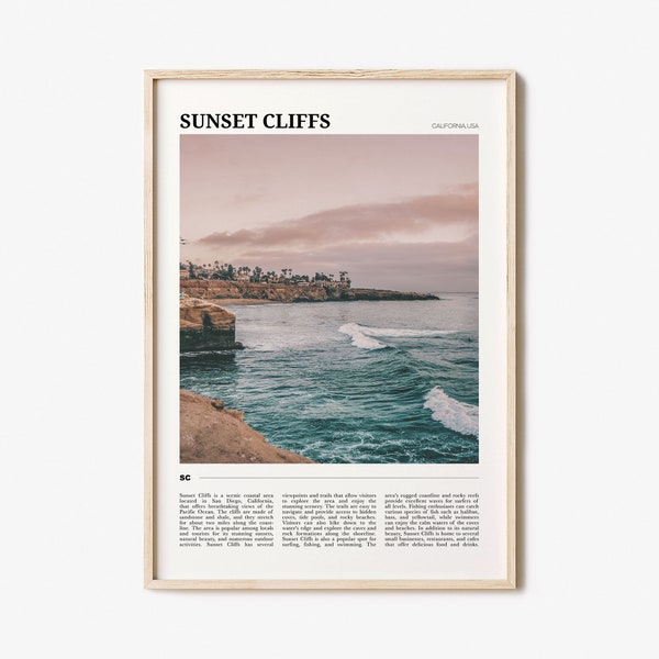 Sunset Cliffs Travel Poster, Sunset Cliffs Wall Art, Sunset Cliffs Poster Print, Sunset Cliffs Photo, Sunset Cliffs Decor, California, USA