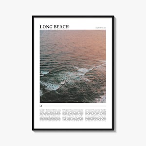 Long Beach California Travel Poster: Vibrant Ocean Art Print
