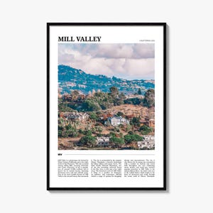 Mill Valley reisposter, Mill Valley kunst aan de muur, Mill Valley poster print, Mill Valley foto, Mill Valley decor, Californië, VS