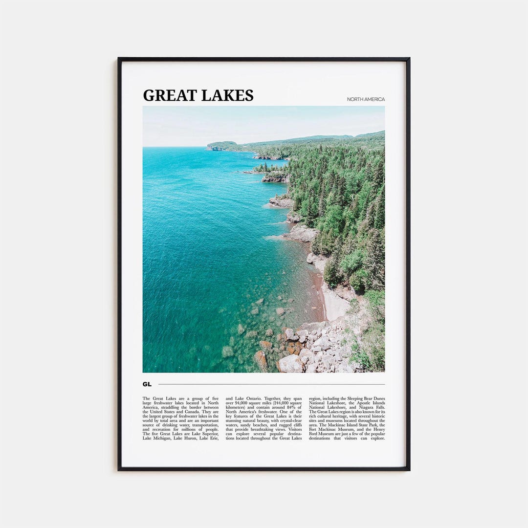 Great Lakes Travel Poster, Great Lakes Wall Art, Great Lakes Poster