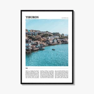 Poster turistico di Tiburon, arte murale di Tiburon, stampa di poster di Tiburon, foto di Tiburon, decorazioni di Tiburon, California, Stati Uniti