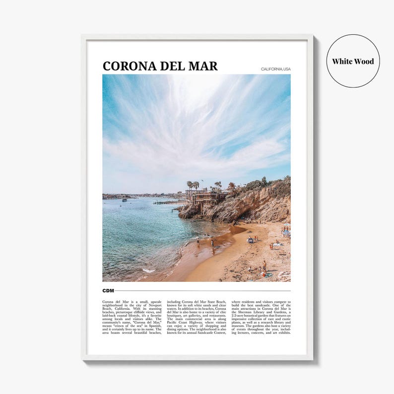 Cartel de viaje de Corona del Mar, Arte de pared de Corona del Mar, Impresión de cartel de Corona del Mar, Foto de Corona del Mar, Decoración de Corona, California, EE.UU. imagen 8