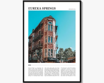 Eureka Springs-reisposter: vintage architectuurmuurkunst